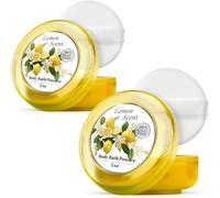 R-NEU 2 Pack Body Powder for Women with Puff, 100% Talc-Free, Luminous Lemon Scented Dust, After Bath for Soft Skin, Extra Large,(10oz)