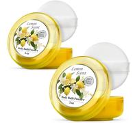 R-NEU 2 Pack Body Powder for Women with Puff, 100% Talc-Free, Luminous Lemon Scented Dust, After Bath for Soft Skin, Extra Large,(10oz)