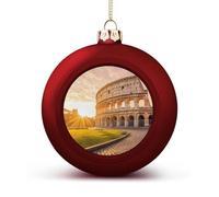 R-ome Italy Sunset Christmas Ball Ornaments 1.6 Inch Shatterproof Red Xmas Tree Decorations for Holiday Wedding Party Decor