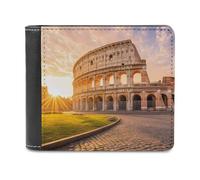 R-ome Italy Sunset Leather Wallet for Men Slim Bifold Wallet with Money Clip Minimalist Credit Card Holder
