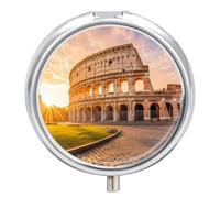 R-ome Italy Sunset Mini Pill Organizers Cute Round Pills Box Portable 3 Compartment Medicine Case Box for Travel