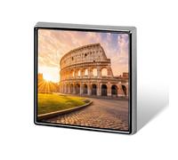 R-ome Italy Sunset Square Badge Pin Metal Memorial Brooch Button Lapel Pins for Backpack Wedding