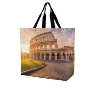 R-ome Italy Sunset Tote Bag Reusable Grocery Shopping Bags Large Travel One Shoulder Handbag for Picnic Work