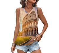 R-ome Italy Sunset Womens V Neck Tank Tops Summer Vest Sleeveless Camisoles Basic T Shirt M