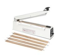 R-PACK Impulse Heat Sealer with Sealing Bar: Heavy-Duty Bag Sealer with Extra Cutting Blade (White, 12-Inch)