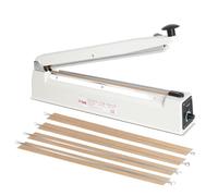 R-PACK Impulse Heat Sealer with Sealing Bar: Heavy-Duty Bag Sealer with Extra Cutting Blade (White, 16-Inch)
