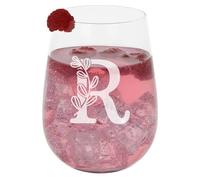 R Personalised Monogram Initial Etched Gin Glass - Engraved Name Stemless Glass for Birthday Gift - Custom Name for Her or Him - Personalised Initial Engraved 590ml