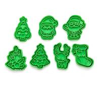 R&R Rivello Christmas Cookie Cutters & Embossing Stamps Set of 7 | Santa & Reindeer Designs, Fondant & Pastry Use, BPA Free, Reusable, Festive Biscuit Shapes