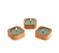 R&R SHOP - Single Candle Holder in FSC Beech Wood, Treated with Vegetable Oil, 100% Compostable - Set of 3