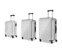 R Roncato FIBRA Expandable Trolley, silver, SET 3 TROLLEY, Hard case, expandable, rotating wheels