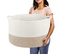 R RUNKA Extra Large Cotton Rope Basket 22" x 14" - Toy Basket for Kids -Blanket Basket for Living Room - Woven Baskets for Storage