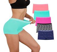 R RUXIA Womens Boyshort Panties Seamless Ladies Underwear Full Coverage Briefs No Show Boxers for Sleep and Workout Printing Boyshort 5-Pack
