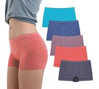 R RUXIA Women's Boyshort Panties Seamless Nylon Underwear Stretch Boxer Briefs 5 Pack, 5 Pack(grass Green,blue,light Coffee,orange,black), XXXL