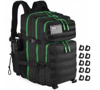 R.SASR 45L Black Tactical Backpack for Men Women, Military Assault Pack with MOLLE, Large 3 Day Bug Out Bag for Hiking Camping (Black With Green Zipper)