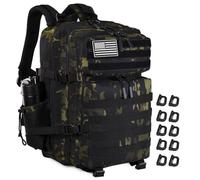 R.SASR 45L Tactical Backpack for Men Women, Military Assault Pack with MOLLE, Large 3 Day Bug Out Bag for Hiking Camping, Black C, 45L US, Hiking, Trekking