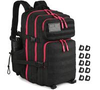 R.SASR 45L Tactical Backpack for Men Women, Military Assault Pack with MOLLE, Large 3 Day Bug Out Bag for Hiking Camping, Black With Red Zipper, 45L US, Hiking, Trekking