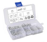 R-Shaped Spring Cotter Pins Set 1mm to 2.5mm Diameter | 6 mixed sizes, 1mm to 2.5mm diameter, 100 pieces total, fits various holes, organized plastic case