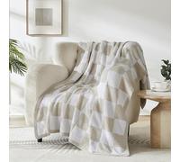 R.SHARE Beige Checkered Throw Blanket, Cream Microfiber Soft Cozy Lightweight Fluffy Warm Throw Blankets for Couch Sofa Chair Bed 50"x70"