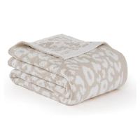 R.SHARE Leopard Beige Throw Blanket 50x70 Inch Reversible, Feather Knit Microfiber Soft Comfy Cozy Lightweight Fluffy Fuzzy Warm Cute for Couch Sofa Chair Bed Home