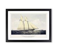 R.T.Y.C. Schr. Cambria Sail Ship Framed Print | A2 Black Framed Wall Art | Ready to Hang | Modern Vehicle Picture | Living Room Bedroom Lounge Office