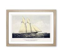 R.T.Y.C. Schr. Cambria Sail Ship Framed Print | A2 Oak Framed Wall Art | Ready to Hang | Modern Vehicle Picture | Living Room Bedroom Lounge Office