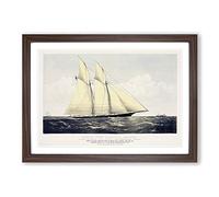 R.T.Y.C. Schr. Cambria Sail Ship Framed Print | A2 Walnut Framed Wall Art | Ready to Hang | Modern Vehicle Picture | Living Room Bedroom Lounge Office