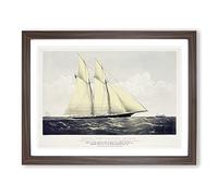 R.T.Y.C. Schr. Cambria Sail Ship Vintage Framed Print | A2 Walnut Framed Wall Art | Ready to Hang | Classic Vehicle Picture | Living Room Bedroom Lounge Office