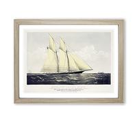 R.T.Y.C. Schr. Cambria Sail Ship Vintage Framed Print | A3 Oak Framed Wall Art | Ready to Hang | Classic Vehicle Picture | Living Room Bedroom Lounge Office