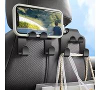 R-timer 2 Pack Car Headrest Hooks for Audi Q8 2018-2024, Hidden Back Seat Hanger with Phone Holder Interior Storage Organizer for Bags Coats, ABS