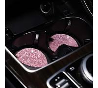 R-timer 2 Pieces Bling Car Coasters for BMW 3 Series 3er Serie 3 E46 Touring 1998-2005, Car Cup Holder Rhinestone Car Accessories Glitter Car Coasters Bling Car Cup Mats, Pink