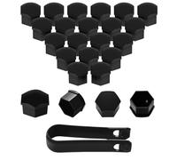 R-timer 20pcs Car Lug Nut Covers Fits for Tesla Model Y 2020-2025, Wheel Bolt Dust Caps Hexagonal Protector Plastic Hub Nut Shells Decoration,17mmBlack