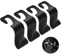 R-timer 4 Pack Car Storage Hooks for Peugeot 208 e208 GT GT Line 2020-2023 2021 2022, Back Seat Headrest Hanger Double Leather Seat Organiser Hooks