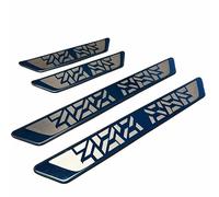 R-timer 4 Pcs Door Sill Protectors for Citroen C1 C2 C3 C4 C5 C6 C8, Stainless Steel Scuff Plates Protective Scratch Threshold Bar Trim Entry Step Covers,Blue