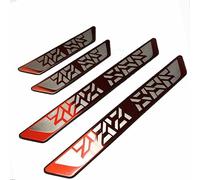 R-timer 4 Pcs Door Sill Protectors for Citroen C1 C2 C3 C4 C5 C6 C8, Stainless Steel Scuff Plates Protective Scratch Threshold Bar Trim Entry Step Covers,Red