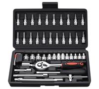 R-timer 46 Pcs Car Socket Wrench Set for Toyota Yaris IV Hybrid Bj. ab 2020, 1/4 Inch Drive Precision Ratchet Kit, Premium Alloy Mechanic Tool Box