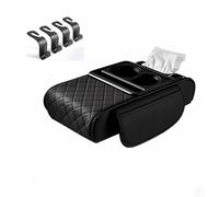 R-timer Car Armrest Cushion for Op-el Astra J H G K, Middle Console Box Pad Leather Organiser with Cup Holder Tissue Dispenser Black