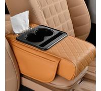 R-timer Car Centre Console Armrest Pad for BMW X1 18D S Drive M Sport 2023 2024, Leather Multifunctional Storage Organiser Tissue Box Cup Holder Elbow Support, Orange
