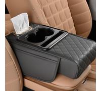 R-timer Car Centre Console Armrest Pad for BMW X1 18D S Drive M Sport 2023 2024, Leather Multifunctional Storage Organiser Tissue Box Cup Holder Elbow Support, Gray