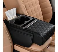 R-timer Car Centre Console Armrest Pad for BMW X1 18D S Drive M Sport 2023 2024, Leather Multifunctional Storage Organiser Tissue Box Cup Holder Elbow Support,Black