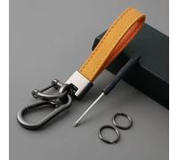 R-timer Car Keyring Suitable for Dodge Charger Challenger Hellcat SRT Kaliber RAM1500,Keychain Leather Premium Key Fob Holder for Case Heavy Duty Zinc Alloy,Yellow