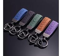 R-timer Car Keyring Suitable for FIAT Tipo Abarth Pulse Strada 600 Doblo GT,Keychain Leather Premium Key Fob Holder for Case Heavy Duty Zinc Alloy,Blue
