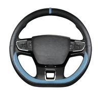 R-timer Steering Wheel Cover for Hyundai Kona I 2017-2020, Leather Steering Wheel Protector Breathable Anti-Slip Grip Car Interior Accessories Guard,Blue-D-shaped