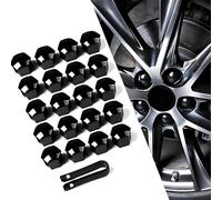 R-timer Wheel Nut Covers for Audi e-tron GT, 20 Pieces Gloss Black Wheel Lug Nut Caps with Removal Tool Rustproof Waterproof Dustproof,17mm