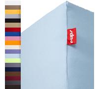 r-up Best Fitted Sheet 90 x 200 - 100 x 220 to 35 cm High Many Colours 95% Cotton / 5% Elastane 230 g/m² Oeko-Tex Stress- Also for High Mattresses (Light Blue)