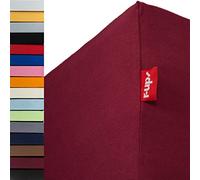 r-up “Passt” fitted sheet 140 x 200 - 160 x 200 to 35 cm height, many colours, 100% cotton, 130 g/m², Oeko-Tex, stress-free, also for high mattresses (burgundy red)