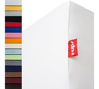 r-up “Passt” Fitted Sheet Double Pack 140 x 200 - 160 x 200 to 35 cm Height, Many Colours, 100% Cotton, 130 g/m², Oeko-Tex Stress-Free, Also for High Mattresses (White)