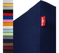 r-up “Passt” Fitted Sheet Double Pack 140 x 200 - 160 x 200 to 35 cm Height, Many Colours, 100% Cotton, 130 g/m², Oeko-Tex Stress-Free, Also for High Mattresses (Dark Blue)