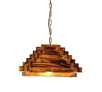 R Wood Pendant Lamp Vine Industry Pendant Light Fittings Single Head Wooden Hat Lampshade Edison E27 Base for Cafe Bar Restaurant Clothing Store