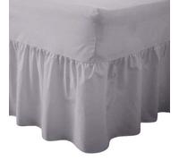 R&Z Luxury Plain Polycotton Percale Valance Fitted Sheet or Pillow Pair Cases (Grey/Silver, King)