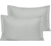 R&Z Plain Dyed Polycotton Oxford Pillow Pair Case (Silver)